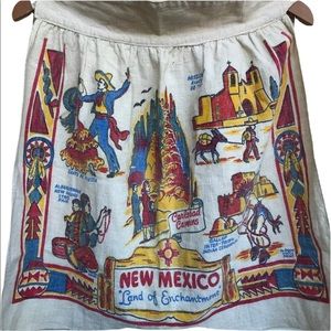 Vintage Cotton New Mexico Southwestern Story Telling Apron Original Yucca Print